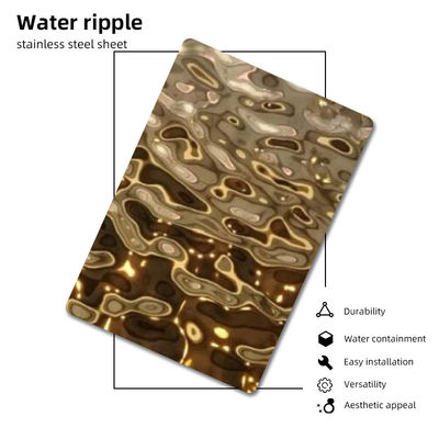 Champagne Gold Color Water Ripple-Roestvrij staalblad 0.3mm 0.4mm Dikte