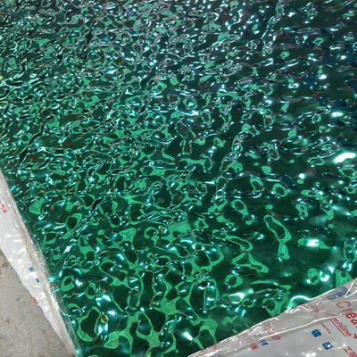 304 0,6 mm dikke spiegel PVD groene kleur roestvrij staal plaat water rimpel roestvrij staal plafondpaneel