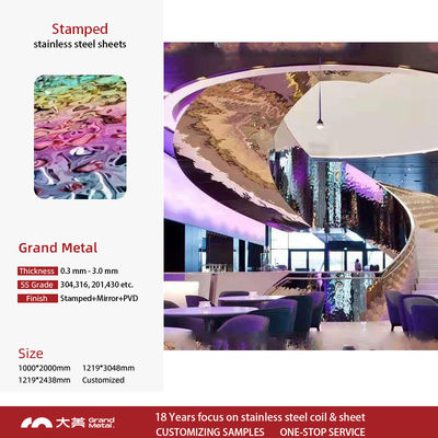 Goede prijs Sus 304 316 Kleurrijk roestvrij staal decoratieve vellen watergolf metaalplaat online