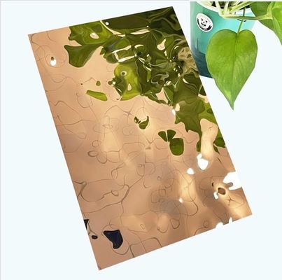 Goede prijs 201 4x8 4x10 grote watergolf roestvrijstalen plaat spiegel roosgoud watergolf roestvrijstalen plaat voor wandpaneel online
