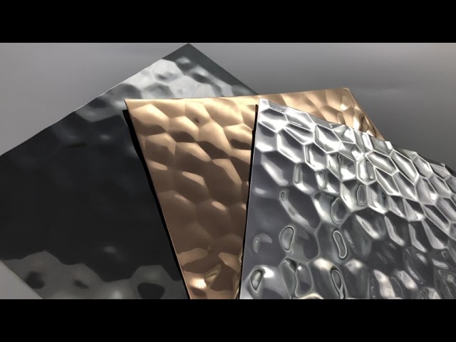 Bedrijfsvideo's Ongeveer Water Ripple Stainless Steel Plate 3d Design Hammer Panel Decorative Stainless Steel Sheet 4x8