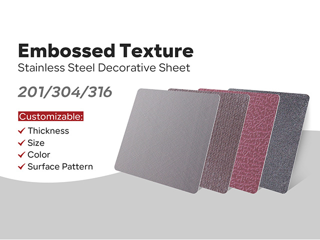 Bedrijfsvideo's Ongeveer Embossed Stainless Steel Textures Sheet Customized 201 304 316 PVD Decoration Metal Plate